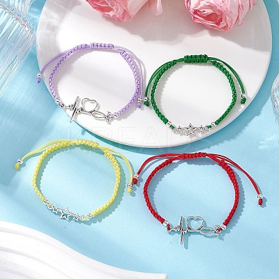 Heart & Star Tibetan Style Alloy Link Bracelets BJEW-JB101002-1