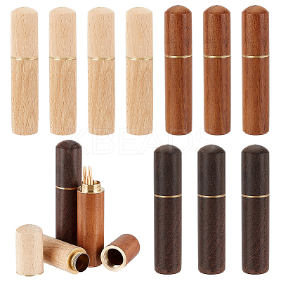 10Pcs 3 Styles Wooden Sewing Needle Holder Storage Case WOOD-GA0001-55-1