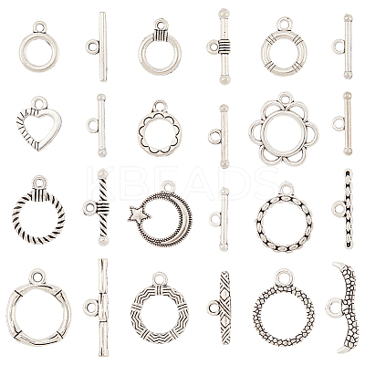 12 Styles Tibetan Style Alloy Toggle Clasps FIND-SC0012-97-1