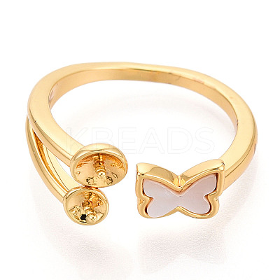 Butterfly Brass & Shell Cup Peg Ring Settings KK-N274-19G-1