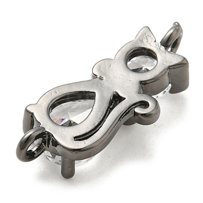 Brass Micro Pave Cubic Zirconia Kitten Links Connectors ZIRC-G157-50B-1