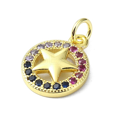 Brass Micro Pave Colorful Cubic Zirconia Pendants KK-H475-19G-08-1