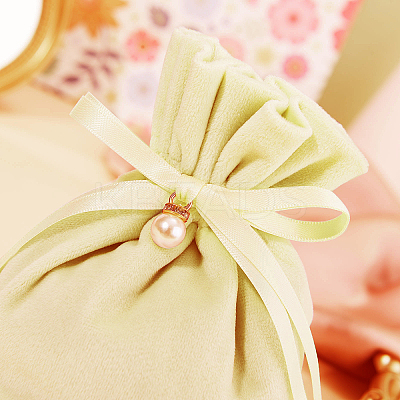 Velvet Jewelry Bags with Drawstring & Plastic Imitation Pearl TP-CJC0001-03I-1