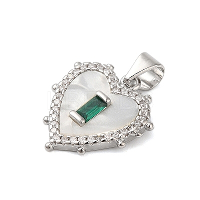 Rack Plating Brass & Cubic Zirconia Shell Pendants KK-S372-17P-1