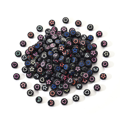 Opaque Black Acrylic Beads SACR-YW0001-21A-1