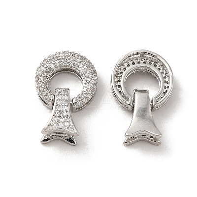 Brass Micro Pave Clear Cubic Zirconia Fold Over Clasps KK-M243-13P-1
