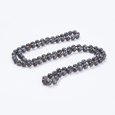 Natural Larvikite Beaded Necklaces NJEW-P202-36-A20-1