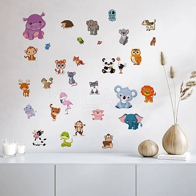 8 Sheets 8 Styles Animal PVC Waterproof Wall Stickers DIY-WH0345-092-1