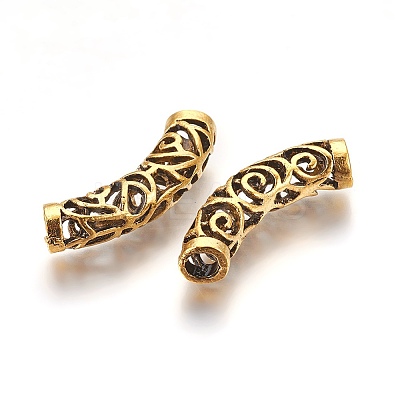 Tibetan Style Alloy Curved Tube Beads PALLOY-J154-58AG-1
