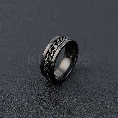 304 Stainless Steel Rotatable Chain Finger Rings for Men FS-WG60CA3-40-1