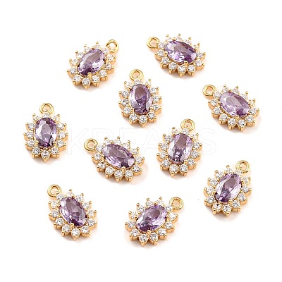 Real 18K Gold Plated Brass Micro Pave Cubic Zirconia Charms ZIRC-Z023-04D-NR-1