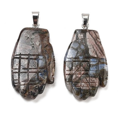 Natural Labradorite Carved Pendants G-K369-01P-01-1