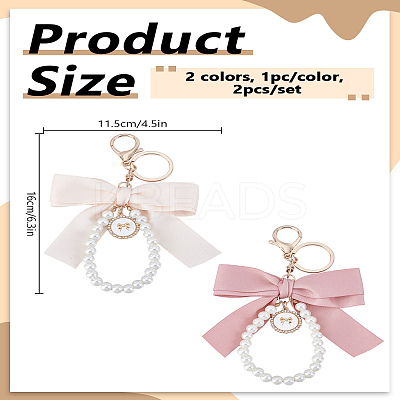2Pcs 2 Colors Polyester & Zinc Alloy & Resin Keychains AJEW-LP0001-63-1