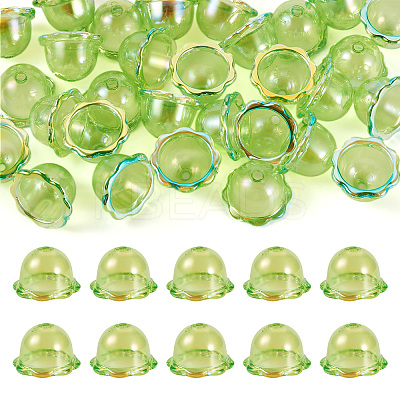 30Pcs UV Plating Acrylic Bead Caps PACR-TA0001-17E-1