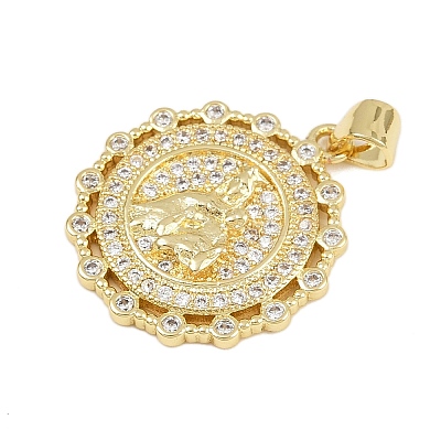 Brass Micro Pave Cubic Zirconia Pendants KK-P323-11H-G01-1