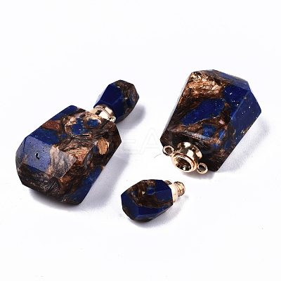Assembled Synthetic Bronzite and Lapis Lazuli Openable Perfume Bottle Pendants G-S366-059A-1