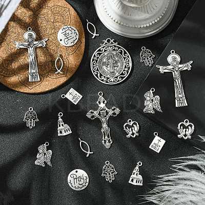 100Pcs 10 Styles Tibetan Style Alloy Pendants TIBEP-CJ0003-52-1