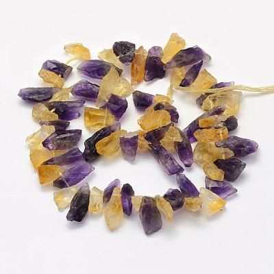 Rough Raw Natural Citrine and Amethyst Beads Strands G-K202-24-1