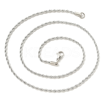 5Pcs 304 Stainless Steel Round Twist Rope Chain Necklaces Set for Men Women NJEW-YW0001-07-1