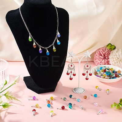 90Pcs 15 Styles Alloy Glass Pendants PALLOY-TA00166-1