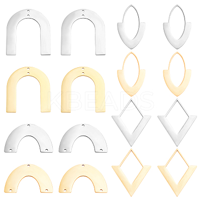 16Pcs 8 Style 201 Stainless Steel Connector Charms & Pendants STAS-BC0003-37-1