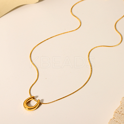 Stylish 304 Stainless Steel U-shaped Horseshoe Pendant Round Snake Chain Necklaces for Women LS-LH2412-1