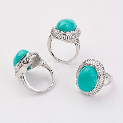 Natural Amazonite Finger Rings RJEW-P122-14-1