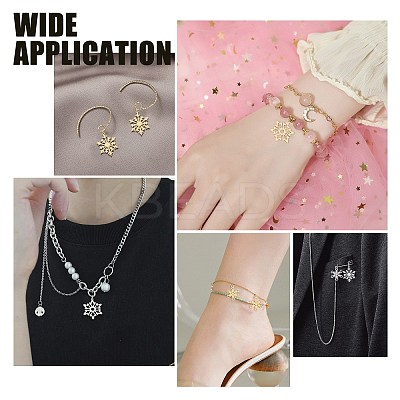 24Pcs 3 Style 201 Stainless Steel Snowflake Pendants STAS-DC0004-17-1
