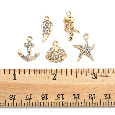 25Pcs 5 Style Alloy Crystal Rhinestone Pendants FIND-FS0004-14-1