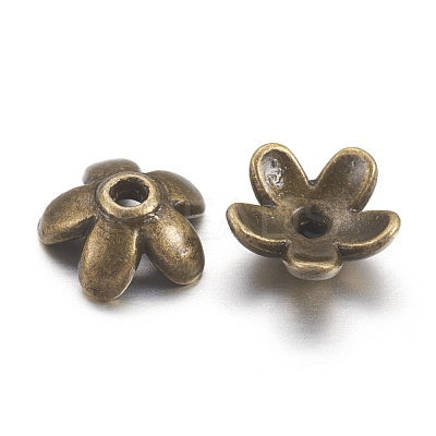 Tibetan Style  Zinc Alloy Bead Caps TIBEB-6.5x3-AB-FF-1