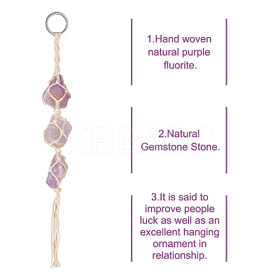 3Pcs 3 Style Irregular Gemstone Hanging Pendant Decoration HJEW-EL0001-08-1