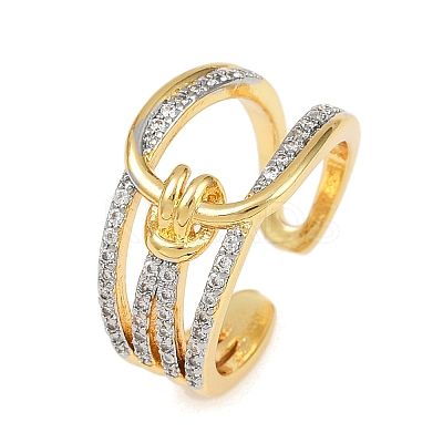 Brass Micro Pave Cubic Zirconia Cuff Rings for Women RJEW-C140-09G-1