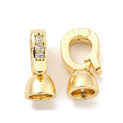 Brass Micro Pave CLear Cubic Zirconia Fold Over Clasps KK-Z044-11G-1