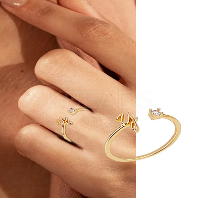 1Pc Letter Brass Rhinestone Open Cuff Rings for Women AJEW-LP0004-47Y-G-1