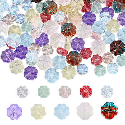 100Pcs 10 Style Transparent Czech Glass Beads GLAA-FH0001-72-1