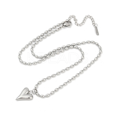 304 Stainless Steel Heart Pendant Necklaces for Women NJEW-Z072-04P-1