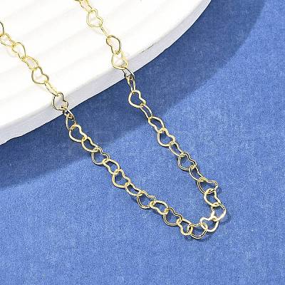 Brass Heart Link Chains Necklace for Women LS-NJEW-P265-39G-1