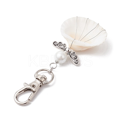 Angel Alloy & Wire Wrapped Natural Shell Pendant Decorations HJEW-JM02017-04-1