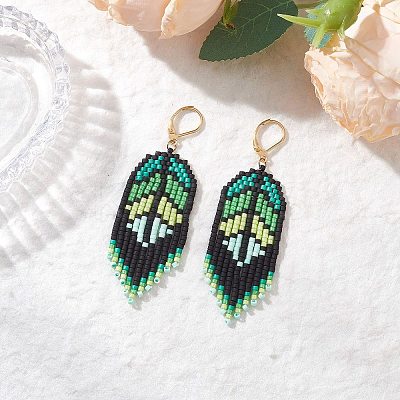 Handmade Glass Seed Beads Dangle Earrings EJEW-MZ00561-01-1
