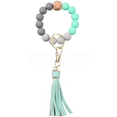 1Pcs Silicone Round Beaded Keychain Wristlet AJEW-CL0001-11B-1