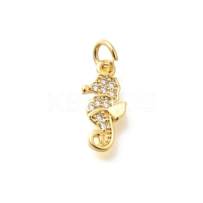 Brass Micro Pave Clear Cubic Zirconia Charms KK-Q040-04A-G-1