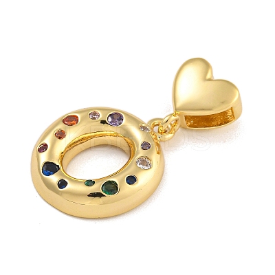 Brass Micro Pave Colorful Cubic Zirconia Pendants KK-P281-01G-O-1