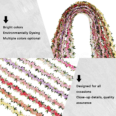 15 Yards Flower Polyester Embroidery Lace Ribbon OCOR-WH0070-77E-1