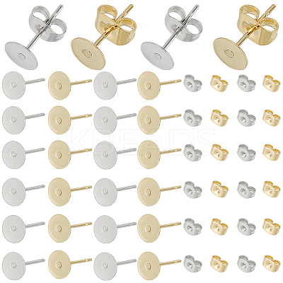 200Pcs 2 Color 304 Stainless Steel Stud Earring Findings STAS-SP0001-50-1