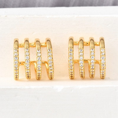 Brass Micro Pave Clear Cubic Zirconia Cuff Earrings EJEW-K309-03G-1