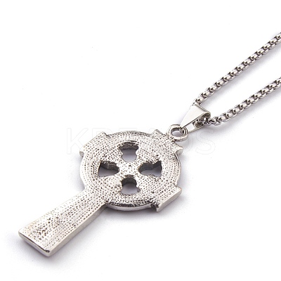 Alloy Claddagh Cross Pendant Necklaces NJEW-Z001-02AS-1