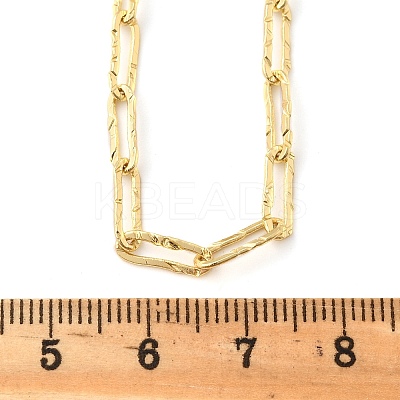 Brass Textured Paperclip Chain Necklaces for Women Men NJEW-F337-02G-01-1