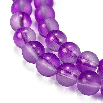Frosted Transparent Glass Bead Strands GLAA-P065-8mm-15-1
