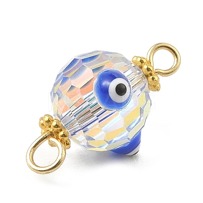 Transparent Evil Eye Glass Connector Charms PALLOY-JF02209-1