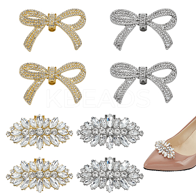 8Pcs 4 Styles Alloy Rhinestone Shoe Decoration AJEW-FG0004-36-1